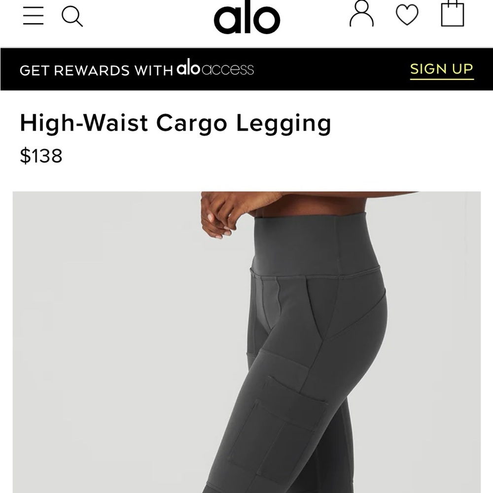 ALO Full Leg High Waist Airbrush Yoga Leggings Anthracite Dark Gray XXS